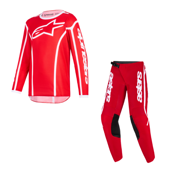 YOUTH FLUID APEX KIT COMBO - RED/WHITE Alpinestars motocross kit