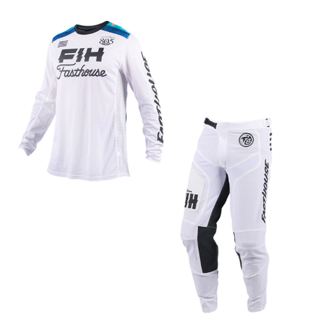Fasthouse TB Island Hopper Grindhouse Kit Combo - White motocross kit jersey and pants