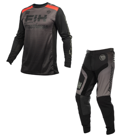 Fasthouse TB Island Hopper Grindhouse Kit Combo - Black motocross kit jersey and pants
