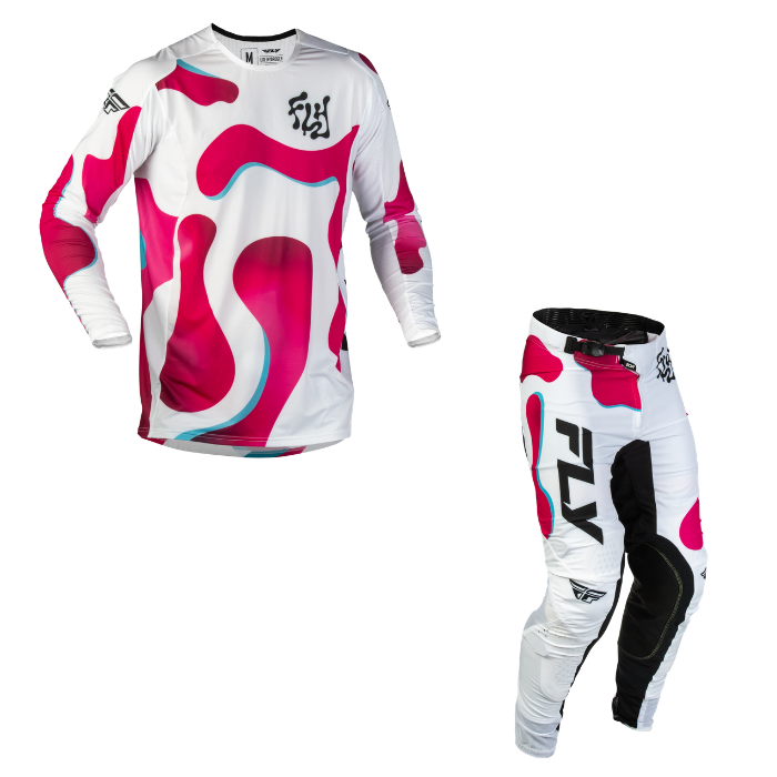 Fly Racing Youth Lite Vibe Kit Combo - White/Pink/Blue