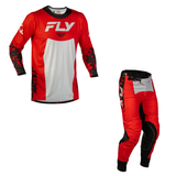 Fly Racing Youth Lite Flake Kit Combo - Red/Grey/Black