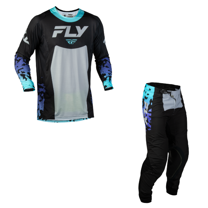 Fly Racing Youth Lite Flake Kit Combo - Black/Grey/Multi