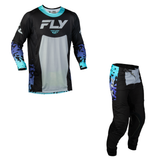 Fly Racing Youth Lite Flake Kit Combo - Black/Grey/Multi