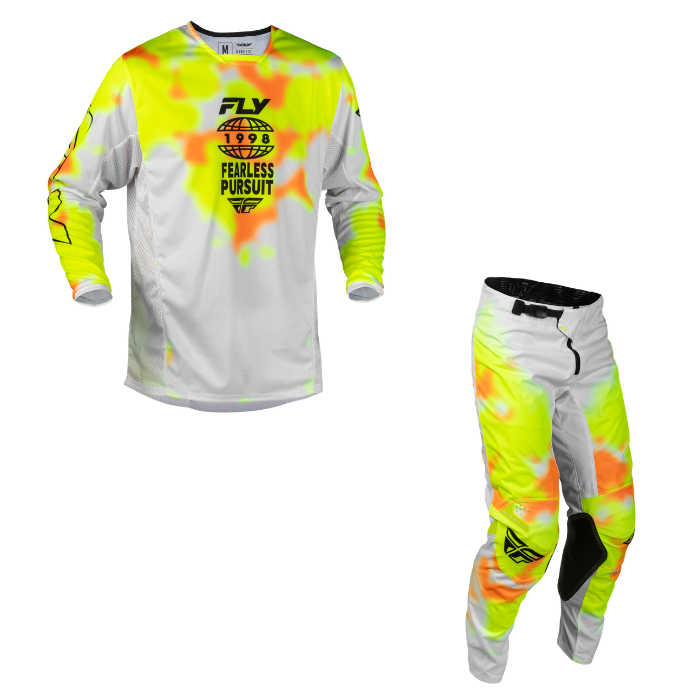 Fly Racing Kinetic Blur Kit Combo - White/Hi-Vis/Orange