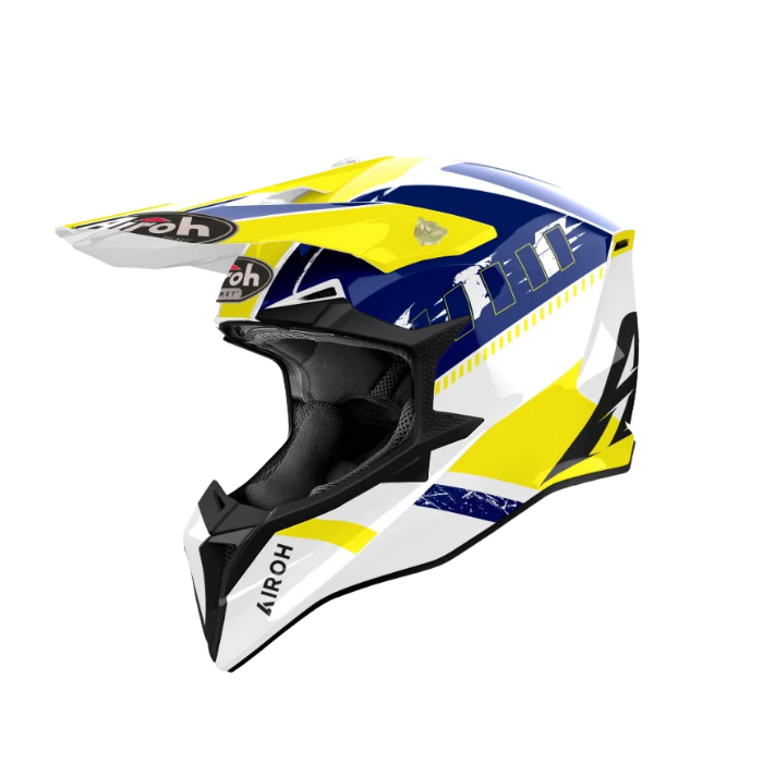 Airoh Wraaap Feel Yellow/Blue Gloss Mx Helmet