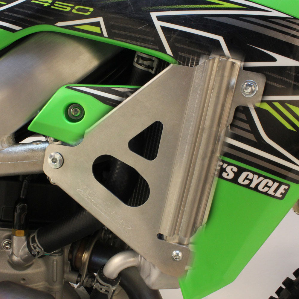 WORKS CONNECTION RADIATOR BRACES KAWASAKI KX250F 21-24, KX250XC 20-24, KX450F 19-23, KX450XC 20-23 SILVER