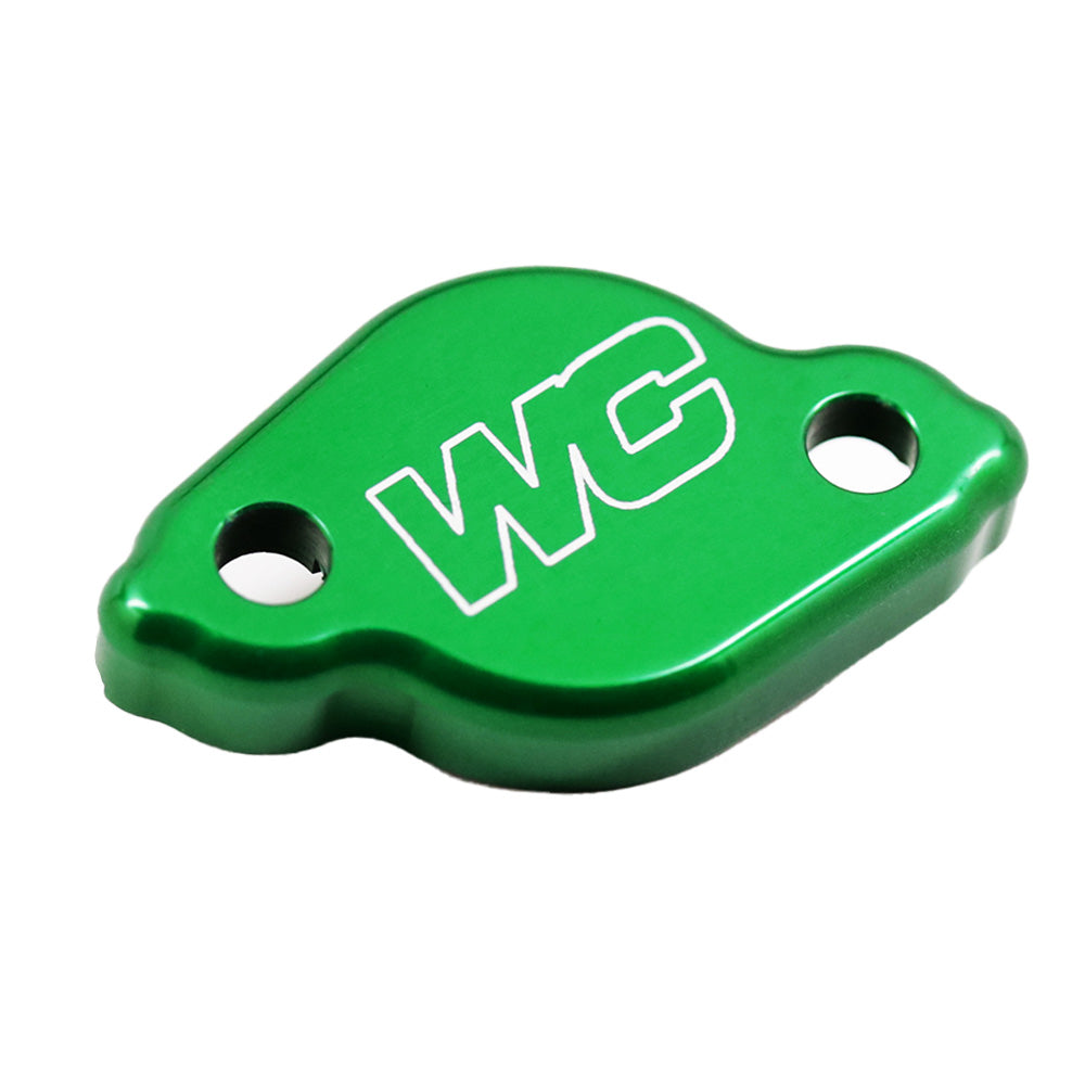 WORKS CONNECTION REAR BRAKE MASTERCYLINDER COVER YAM/FAN/BET/TM/GAS/KAW YZ/YZF/WRF 03-25, RR10-25, EN/MX 05-25, EC/XC 18-20, KX250F/XC 2025, KX450F/XC 24-25 GREEN (R)