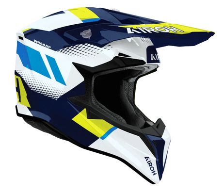 Airoh Wraaap Vision Yellow/Blue Gloss MX Helmet