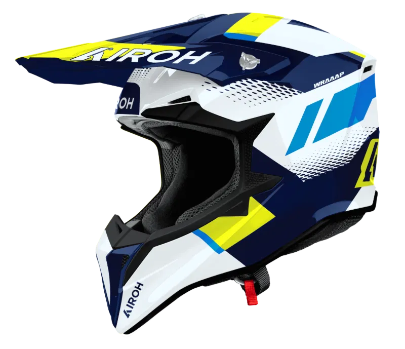 Airoh Wraaap Vision Yellow/Blue Gloss MX Adult Helmet