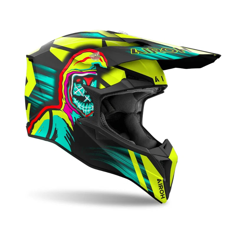 Airoh Wraaap Cyber Yellow Matt Mx Helmet