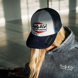 Navy Blue & White Diamond Trucker Hat
