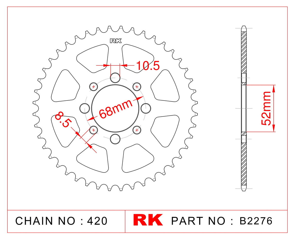 Sprocket Rear B2276-46 JTR 801-46 AFAM 14100 (Suz TS)