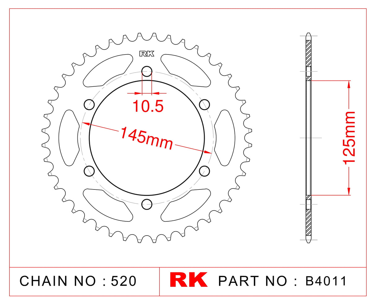 Sprocket Rear RK-B4011-45 JTR855 Afam 12305