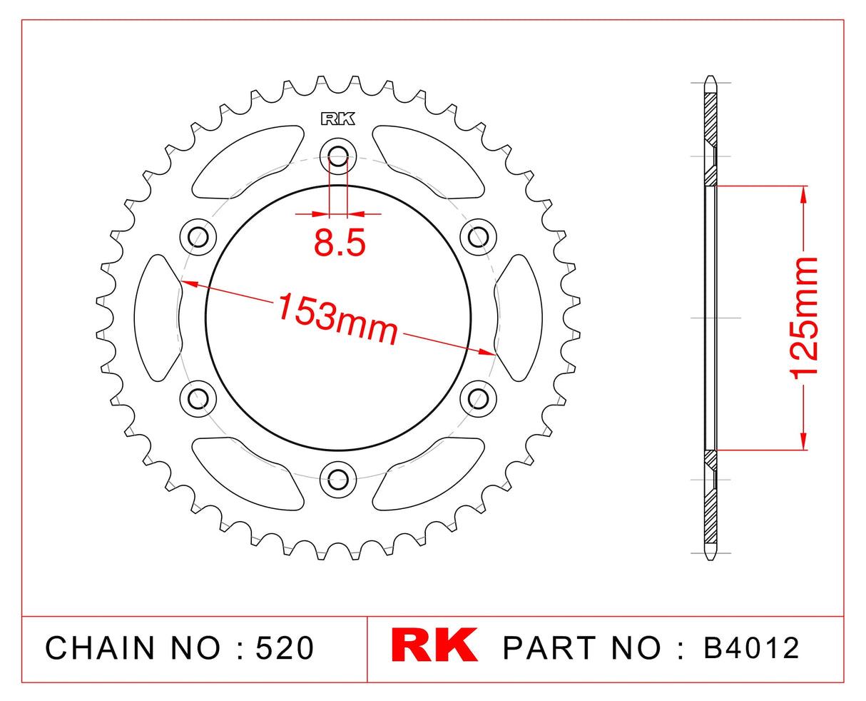 Sprocket Rear JTR210 RK-B4012-45 Afam 10212 CHT2102