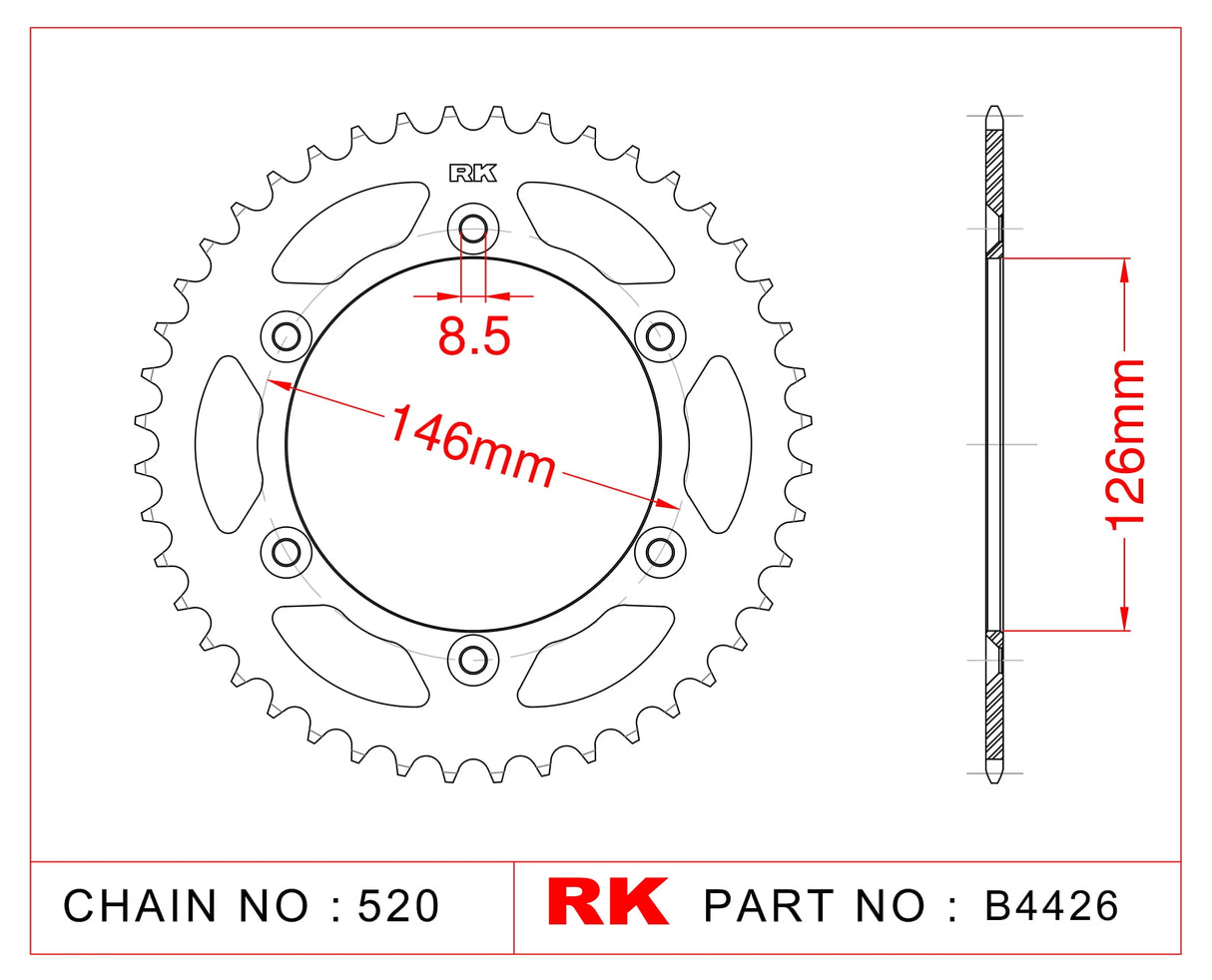 Sprocket Rear RK-B4426-41 JTR808 Afam 14203