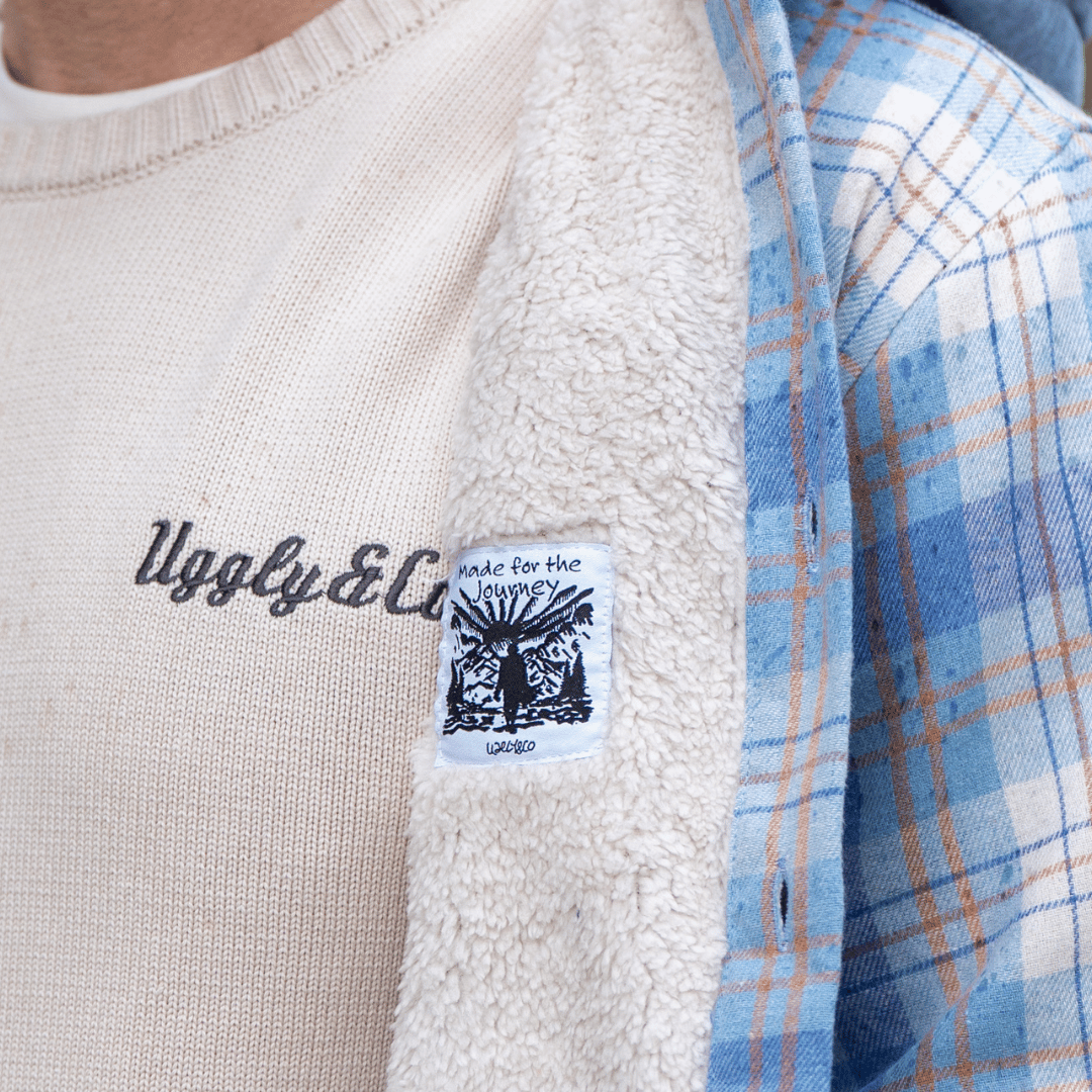 Hooded Blue & Beige Flannel Shirt