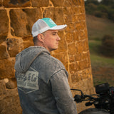 Turquoise & White Diamond Trucker Hat