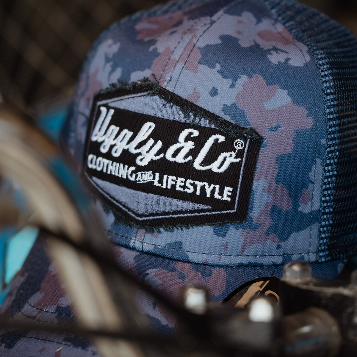 Blue Camo Diamond Trucker Hat