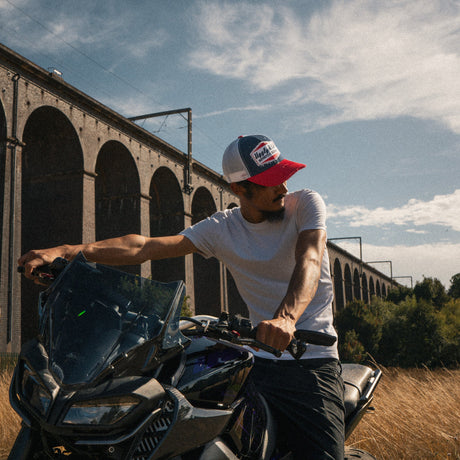 Blue & Red Diamond Trucker Hat