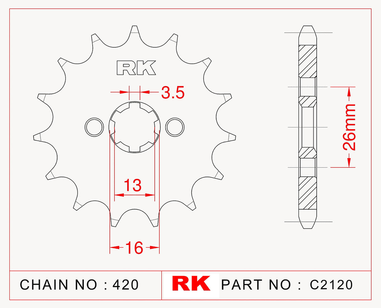 Sprocket Front RK-C2120-12 JTF563 AFAM 27100-12