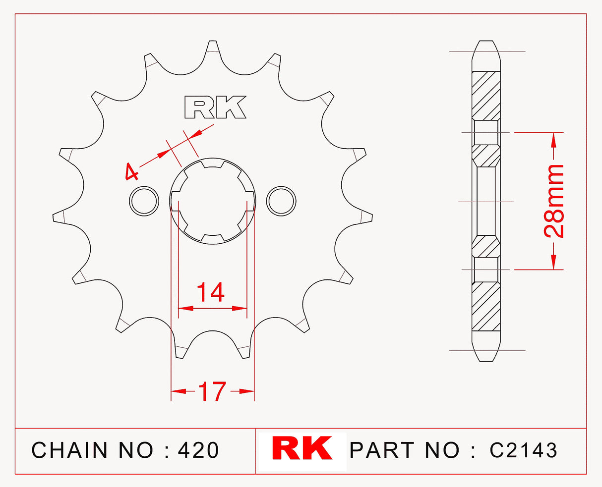 Sprocket Front RK-C2143-12 JTF1129 Afam 49101