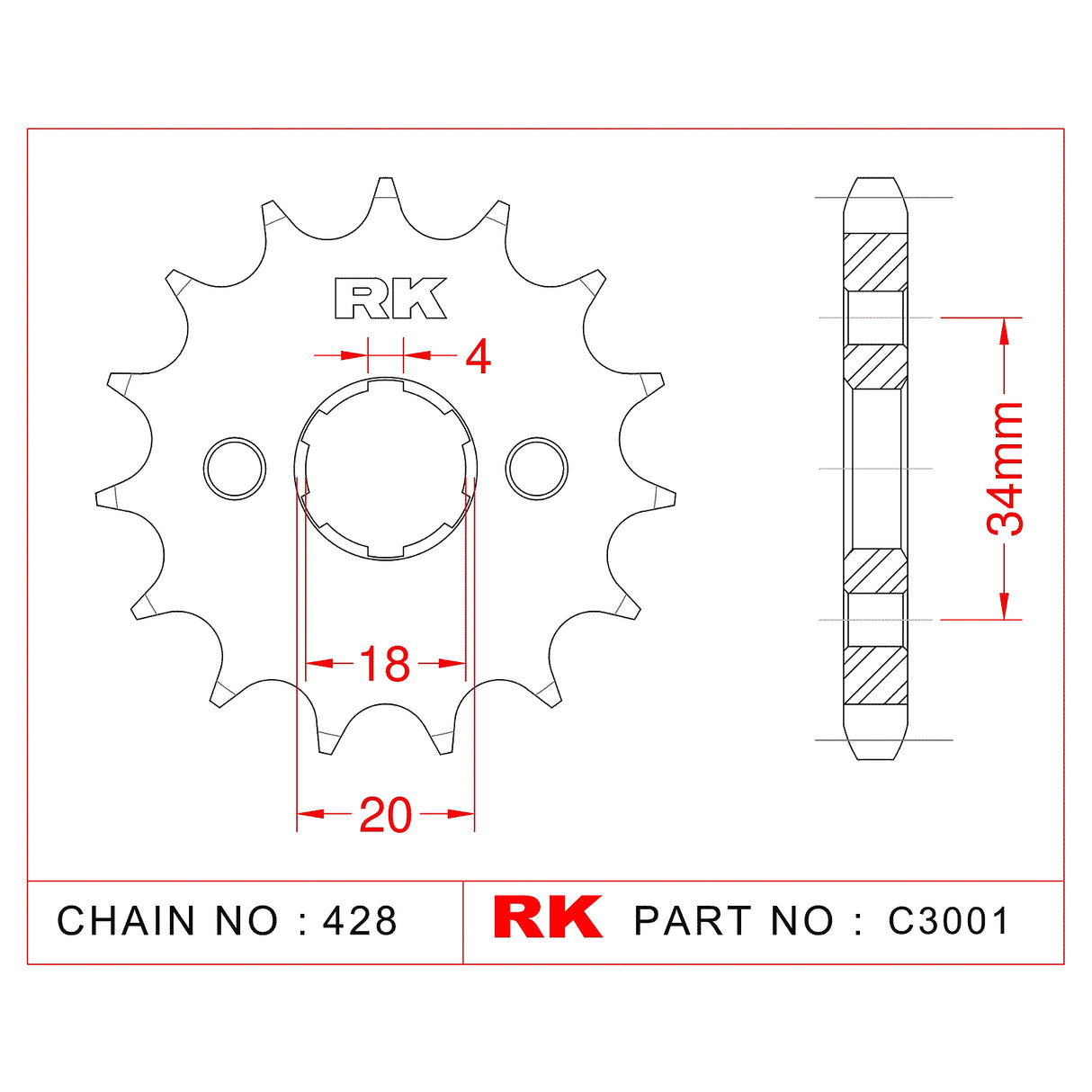 Sprocket Front RK-C3001-15 JTF259 Afam 20200