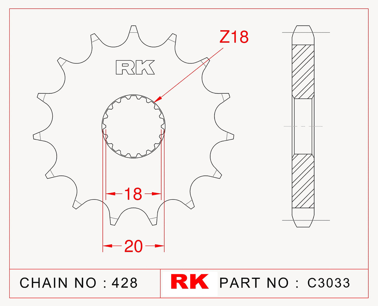 Sprocket Front RK-C3033-13 JTF426 Afam 22200 428 pitch