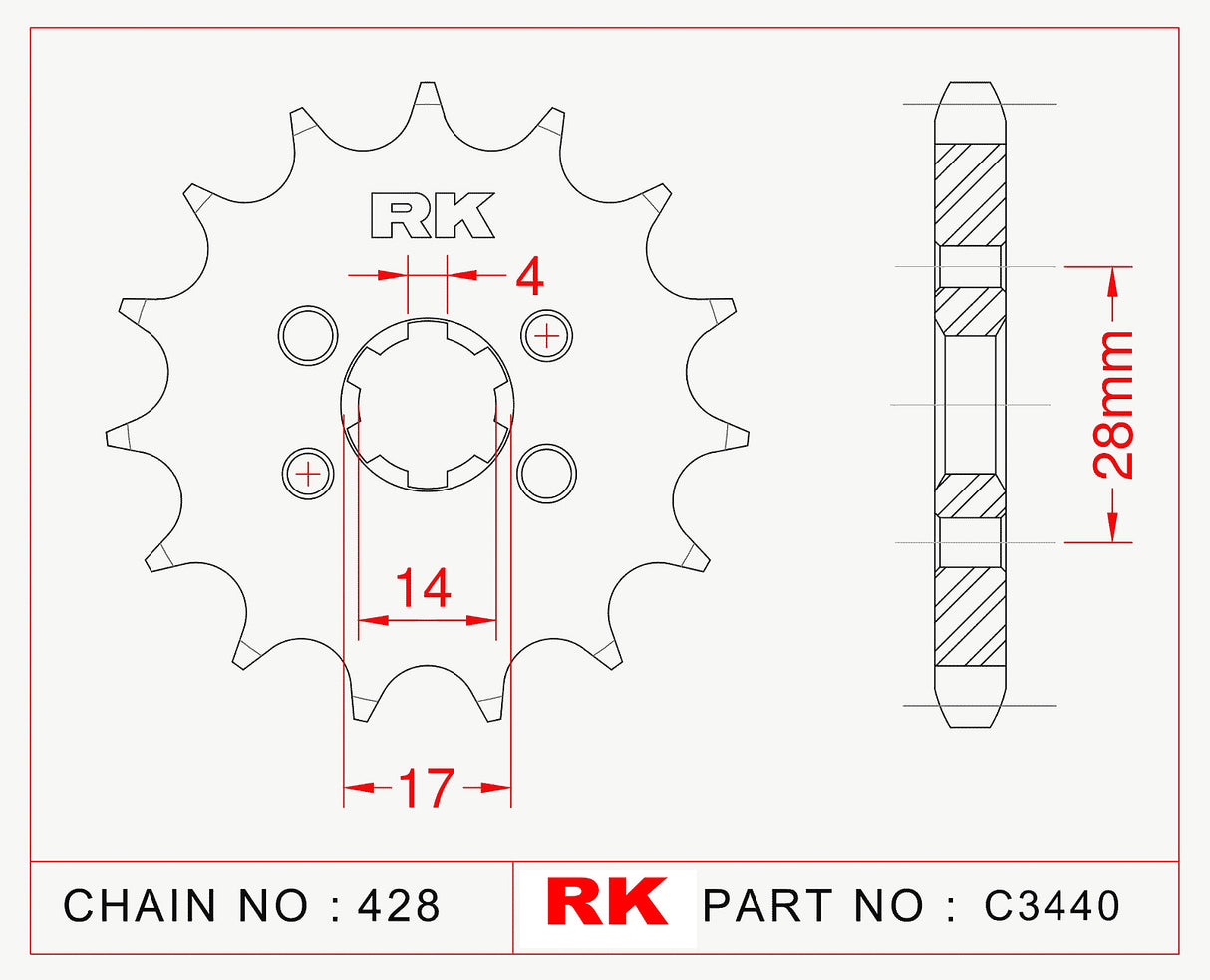 Sprocket Front JTF277-13 RK C3440 AFAM 37200 w. 5mm holes 428 pitch