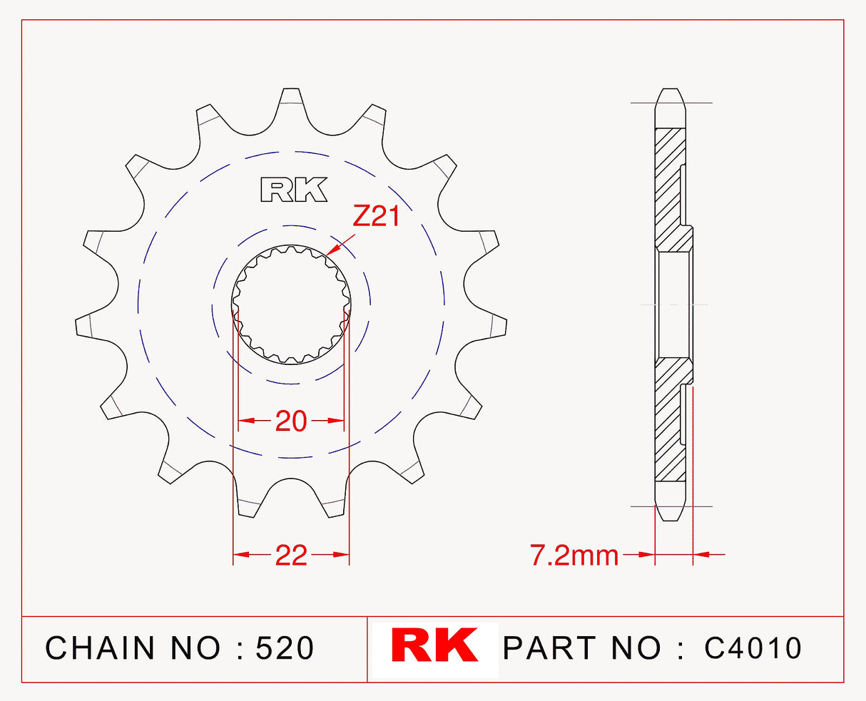 Sprocket Front RK-C4010-14 JTF1323 Afam 20210