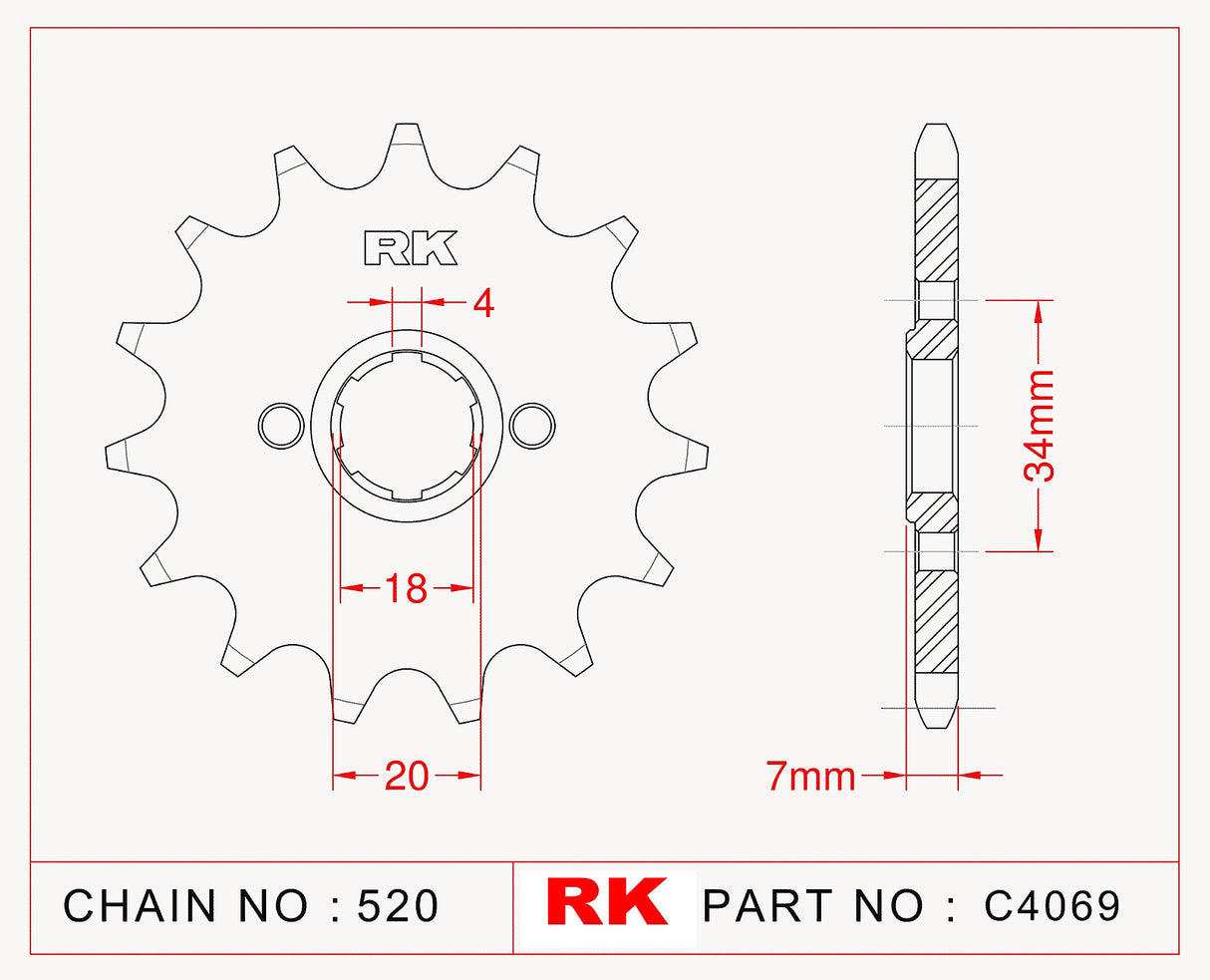 Sprocket Front RK-C4069-13 JTF329 Afam 20202