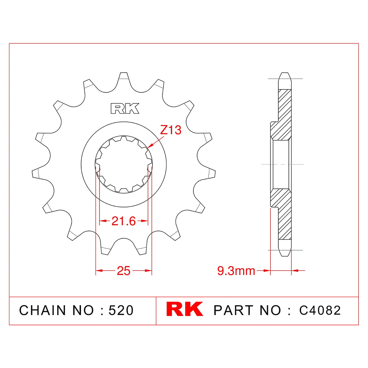 Sprocket Front RK-C4082-14 JTF1539 Afam 24502