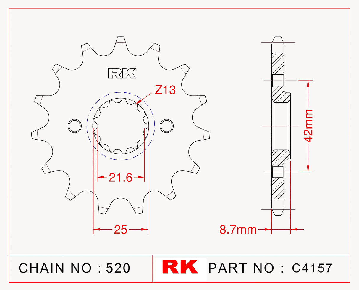 Sprocket Front RK-C4157-14 JTF516 Afam 24502
