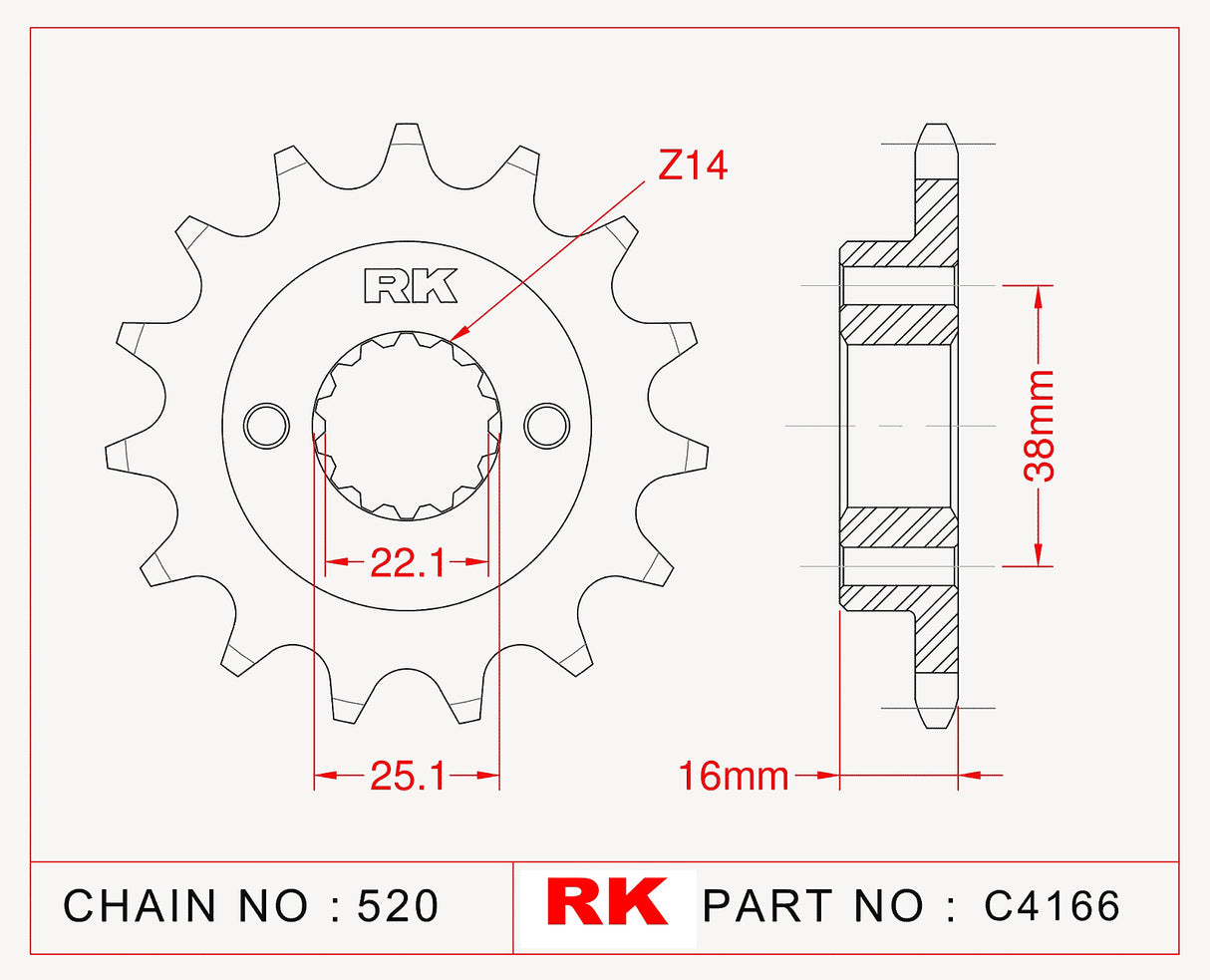 Sprocket Front RK-C4166-15 JTF736 Afam 52604