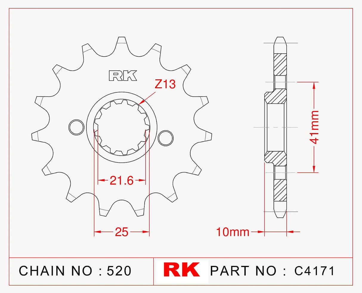 Sprocket Front RK-C4171-15 JTF308 Afam 20509