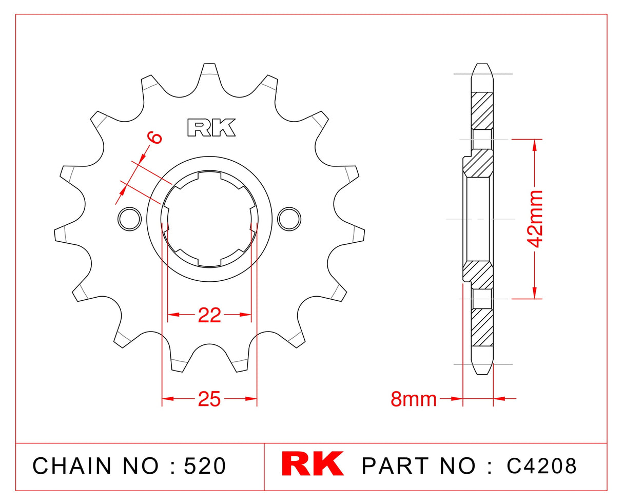 Sprocket Front RK-C4208-14 JTF281 Afam 20500