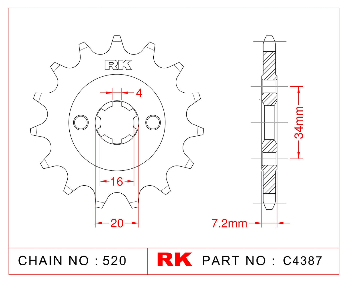 Sprocket Front RK-C4387-14 JTF1903 Afam 73203