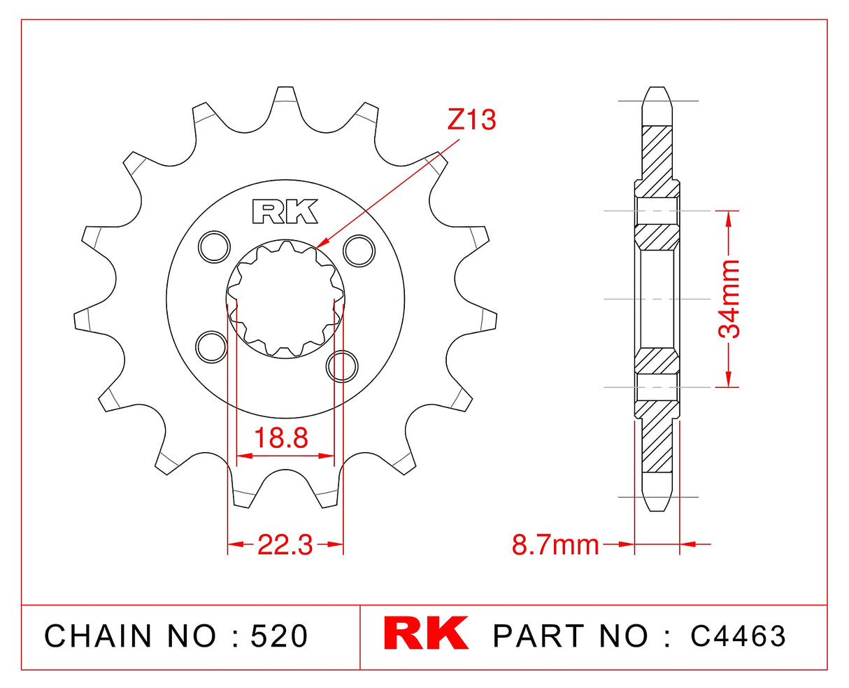 Sprocket Front RK-C4463/C4464-15 JTF1908 Afam 73305 JTF1908