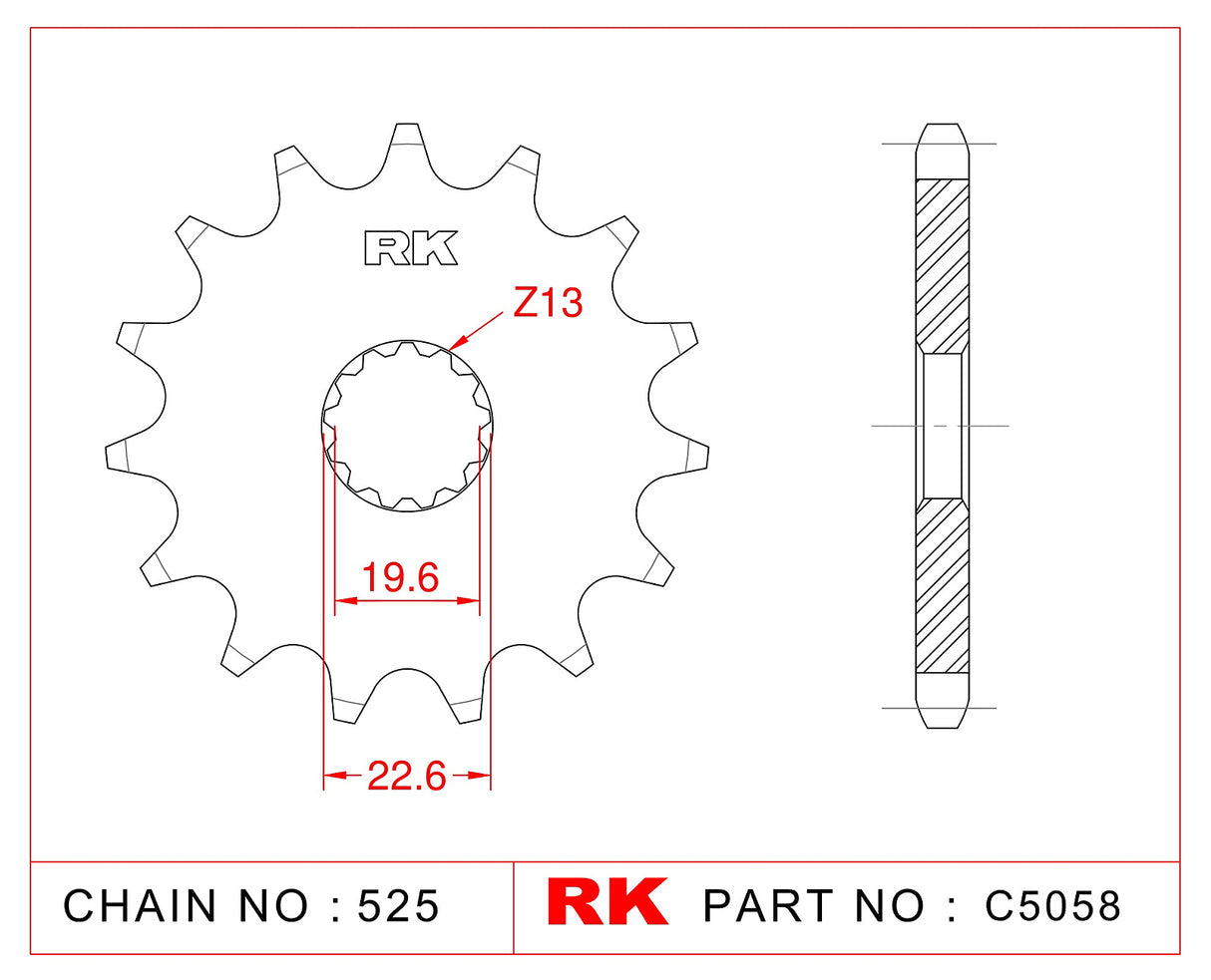 Sprocket Front RK-C5058-14 JTF433 Afam 22404