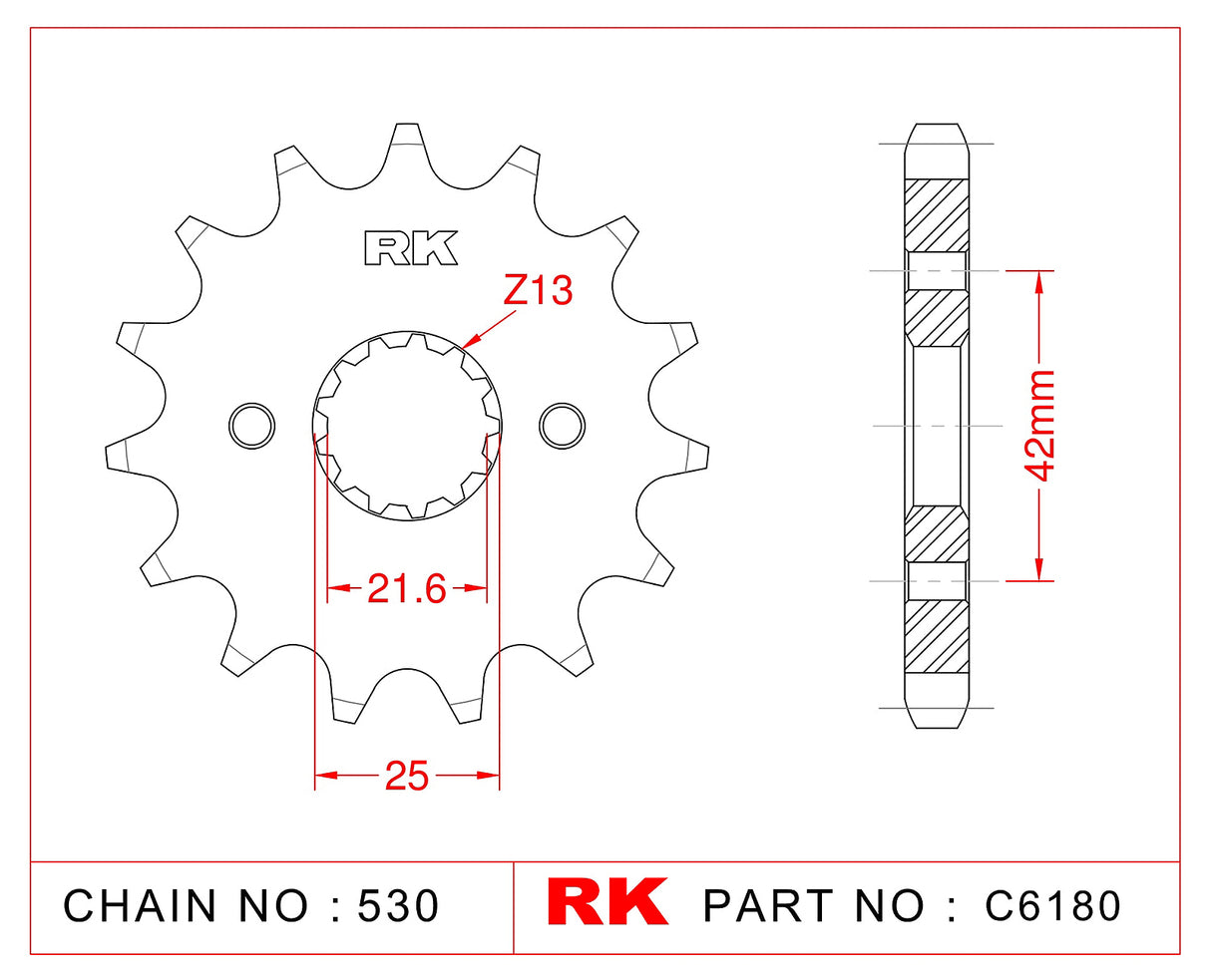 Sprocket Front RK-C6180-17 JTF513 Afam 24500 (JTF566) 530 pitch
