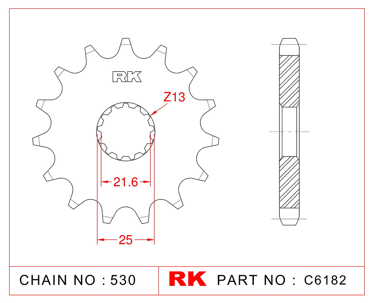 Sprocket Front RK-C6182-17 JTF513 Afam 28400