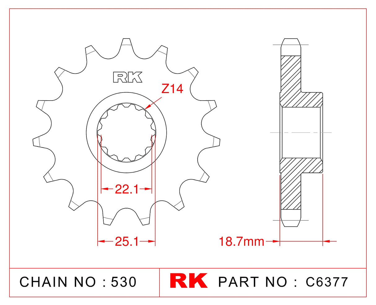 Sprocket Front RK-C6377-15 JTF743 Afam 52900 *530 Pitch*