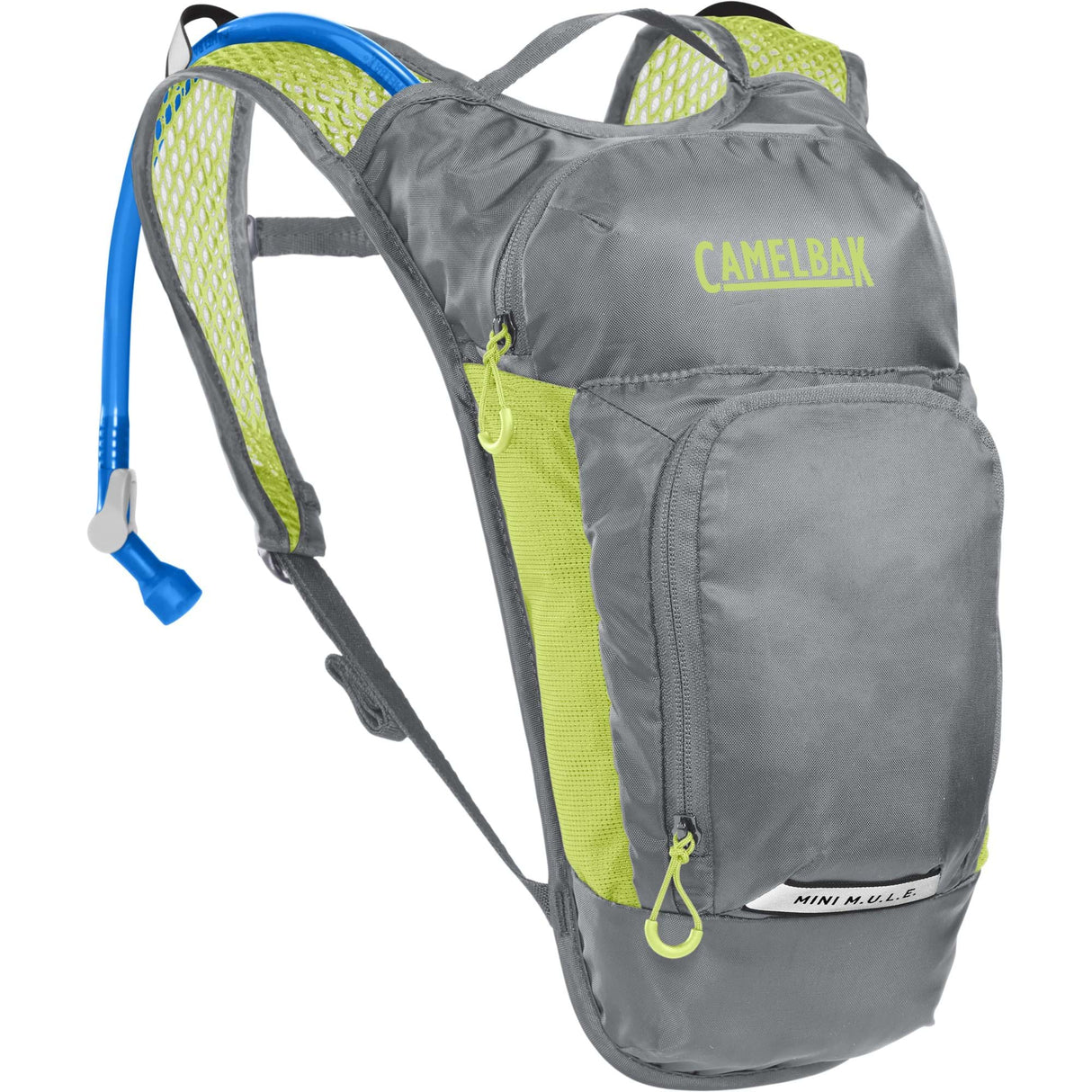CAMELBAK KIDS' MINI M.U.L.E. HYDRATION PACK 3L WITH 1.5L RESERVOIR 2023: METAL GREY/GREEN CBKMMB5