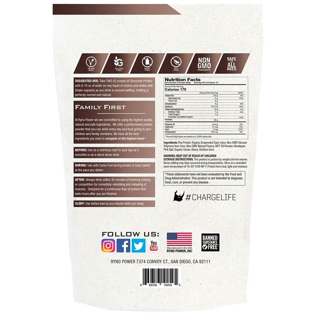 Ryno Power Plant Protein Powder 1lb - Chocolate