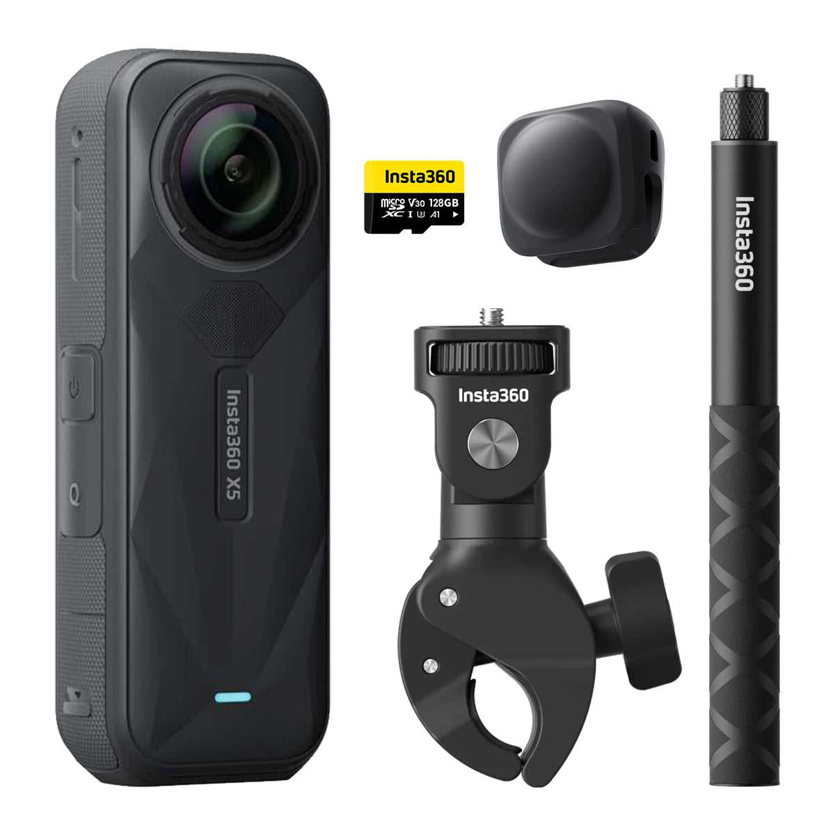 INSTA360 X5 8K 360° MOTORCYCLE BUNDLE WITH 128GB MEMORY CARD & USB