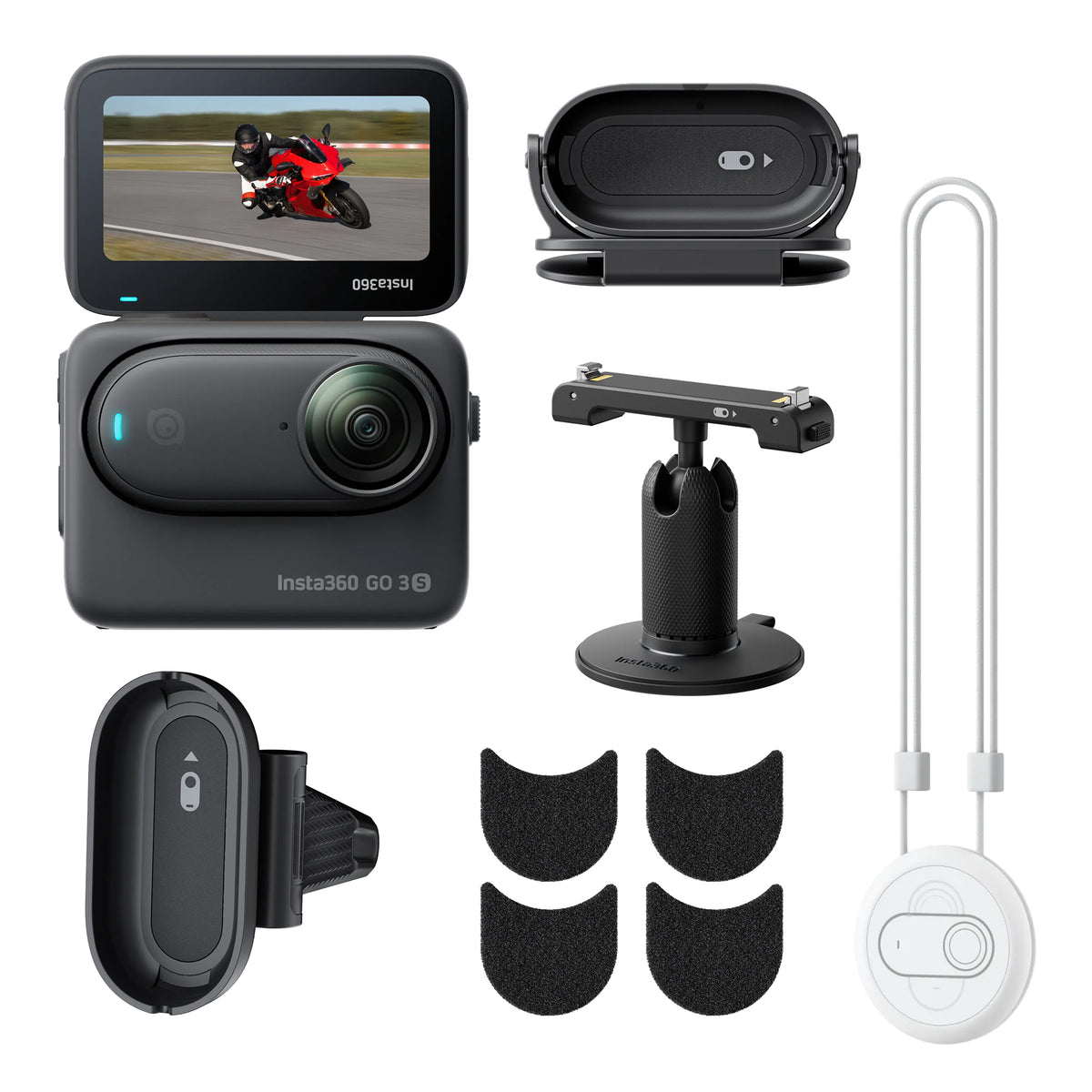 INSTA360 GO 3S 128GB 4K ACTION CAMERA BUNDLE WITH IN-HELMET POV MOUNT