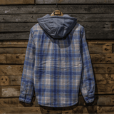 Hooded Blue & Beige Flannel Shirt
