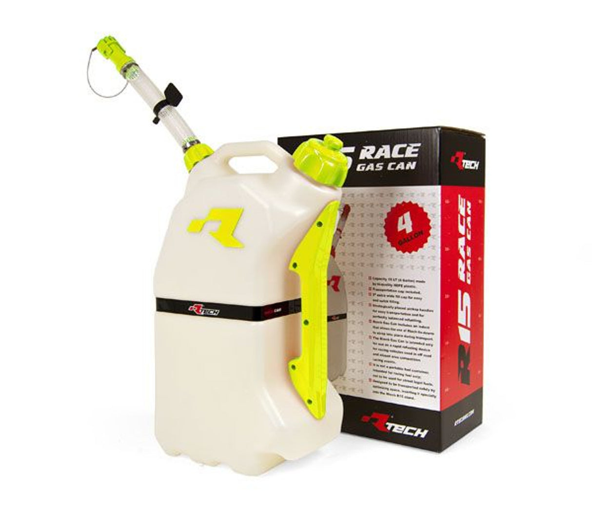 Rtech Fuel Can (15L) With Flexible Hose Spout (Clear/Yellow)