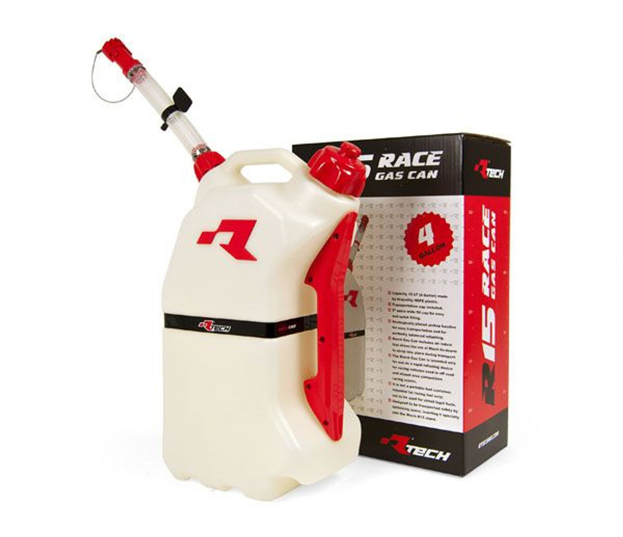 Rtech Fuel Can (15L) With Flexible Hose Spout (Clear/Red)