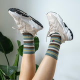 Green Stripe Crew Sock