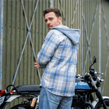 Hooded Blue & Beige Flannel Shirt